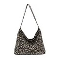 Borsa tote in tela leopardata alla moda con grande capacità e tracolla stile hobo - Leopardo Giallo