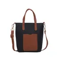 Women's minimalist crossbody phone bag in black and brown pebble grain PU leather - Black