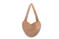 Bolso de hombro de felpa marrón con forma de corazón en piel sintética suave y minimal - Marrón