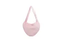 Bolso de hombro rosa con forma de corazón en piel sintética y textura de peluche - Rosa