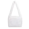 Bolso de hombro minimalista de piel sintética blanca con suave textura de felpa - Blanco