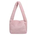 Bolso de hombro de felpa rosa para mujer con un diseño minimalista y elegante - Rosa