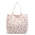 Bolso tote de pana en blanco roto con estampados de cerezas y correas de hombro - Blanco