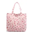 Bolso tote de pana rosa con estampado de cerezas y correas anchas de estilo minimalista - Rosa