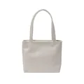 Borsa a mano minimalista in ecopelle bianco crema con manici sottili e stampa moda - Bianco