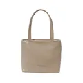 Borsa a mano quadrata minimalista in pelle PU beige testurizzata con doppi manici - Kaki