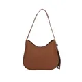 Borsa a tracolla classica a sella in finta pelle opaca color marrone caramello - Marrone