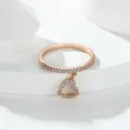 Roségoudkleurige S925 zilveren ring met hartvormige hanger en schitterende witte zirkoon - US 6 / Roségoud/Witte Zirkonia