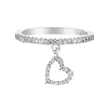 Elegante S925 zilveren ring met een hartvormige hanger en fonkelende zirkonia steentjes - US 6 / Witgoud Met Witte Zirkonia