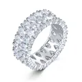 Double row pear-cut cubic zirconia eternity ring in polished silver finish - US 5 / Silver
