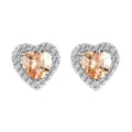 Champagne heart-shaped zircon earrings with micro-pave crystals in silver-tone finish - Platinum Plated Champagne Zircon