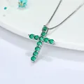 Elegante collana veneziana argentata con pendente a croce in zirconi verdi - Verde