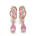 Elegant rose gold drop earrings with pink marquise and pear-cut gemstones and diamonds - Champagne Gold Pink