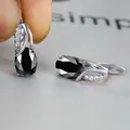 Orecchini in argento con pietre nere e dettagli intrecciati in pavé di diamanti - Argento Nero