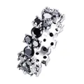 Anillo de plata con múltiples filas de circonitas negras en engaste alterno - Talla 6 / Negro