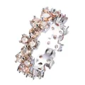 Anillo de eternidad en plata con circonitas color champán en un engaste clásico de garras - Talla 6 / Champán