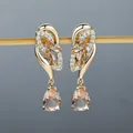 Champagne gold drop earrings with teardrop gemstones and sparkling marquise accents - Champagne Gold Champagne