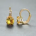 Eleganti orecchini monachella dorati con zirconi gialli rotondi taglio brillante - Placcato Oro Zircone Giallo