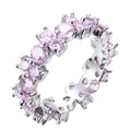 Zilveren eternity ring met een volledige cirkel van rond geslepen lichtroze zirkoon - Roze