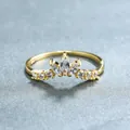 Elegante S925 zilveren kroonring verguld met marquise en rond geslepen zirkoon - US 7 / Goud