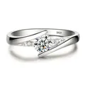 Elegant S925 sterling silver ring with a large round cubic zirconia in a wrap setting - US 4 / Silver