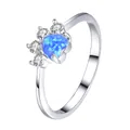 Anillo de plata estilo Ins con circonita de corazón azul y engaste en forma de pata - Talla 5 / Ópalo Azul