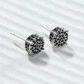 Funkelnde runde Mikro-Pave-Ohrstecker aus schwarzen Zirkonia mit silbernem Finish - Platiniert Schwarzer Zirkonia