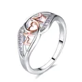 Zilveren en roségouden MOM ring met hart en blauwe diamanten voor vrouwen - Maat 6 / Twee kleuren