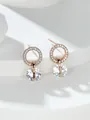 Boucles d'oreilles or rose élégantes avec pavage micro et pierres de zircone rondes - Or Rose/Zircone Blanc