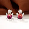 Orecchini a tartaruga con gemma sfumata e pavé di zirconi cubici in argento lucido - Placcato Platino Rosa Giallo