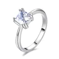Elegant silver ring with a large square-cut clear zircon and four-prong setting - Size 6 / White Zirconia