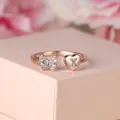 Bague en or rose avec papillon, cœur, lettre X et pavé de zircons étincelants - Ouvert Réglable / Or Rose Diamant Blanc Lettre X