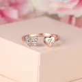 Bague en or rose avec papillon en cristal et cœur gravé de la lettre Z personnalisée - Ouvert Réglable / Or Rose Diamant Blanc Lettre Z