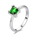 Ασημένιο δαχτυλίδι με τετράγωνο πράσινο πολύτιμο λίθο και κλασικό δέσιμο τεσσάρων δοντιών - Μέγεθος 6 / Σμαραγδί Ζιργκόν