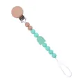 Attache-tétine en bois de hêtre et silicone vert menthe avec perle arc-en-ciel - Vert menthe