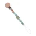 Attache-tétine en bois de hêtre avec perles en silicone vert menthe et arc-en-ciel - Vert clair