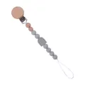 Attache-tétine en bois de hêtre et silicone gris avec motif arc-en-ciel pour bébé - Gris clair