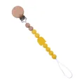 Attache-tétine en silicone jaune et hêtre avec perle arc-en-ciel pour l'apaisement de bébé - Jaune vif