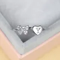 Bague ouverte argentée avec papillon étincelant et cœur avec la lettre Y - Ouvert Réglable / Platine Lettre Y