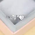 Bague réglable en argent avec papillon et cœur ornée d'une breloque initiale Z brillante - Ouvert Réglable / Platine Lettre Z