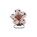 Cream DIY flower pacifier clip with brown heart print pattern and metal attachment - Flower Heart Style