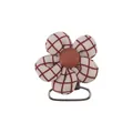 DIY baby pacifier clip accessory with beige and brown plaid fabric flower design - Flower Plaid Style