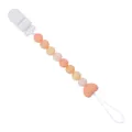 Baby-Schnullerkette mit Herz-Silikonperlen in Rosa und Gelb Verlauf farben - Rosarot