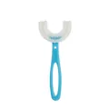 Détail de la tête de brosse en silicone en U pour enfants avec poignée ergonomique bleue - Style Poignée Bleue (6-12 Ans) Emballé