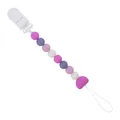 Catenella portaciuccio per neonati con cuore in silicone viola e clip in plastica bianca - Viola scuro