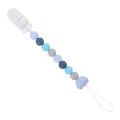 Catenella portaciuccio in silicone con cuore blu e perline colorate per la dentizione - Blu chiaro
