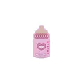 Colgante de silicona de biberón rosa con corazones blancos para cadenas de chupetes - Rosa
