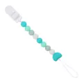 Catenella portaciuccio in silicone con perle verdi e cuore per la dentizione del neonato - Blu lago