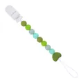 Catenella portaciuccio in silicone verde sfumato con cuore e clip in plastica - Verde Avocado