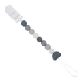 Catenella portaciuccio con perline in silicone grigio e bianco e cuore grigio scuro - grigio scuro
